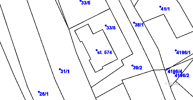 Parcela st. 574 v KÚ Besednice, Katastrální mapa