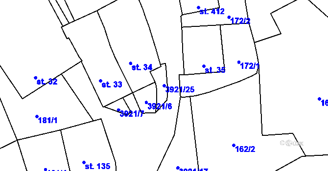 Parcela st. 3921/25 v KÚ Besednice, Katastrální mapa