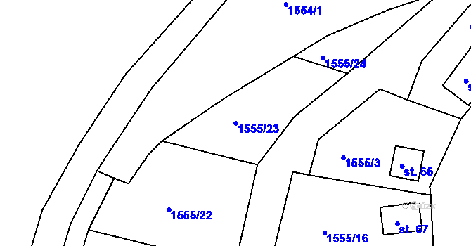 Parcela st. 1555/23 v KÚ Malče, Katastrální mapa