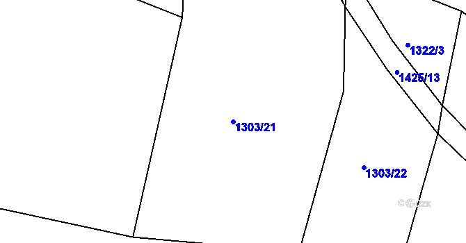 Parcela st. 1303/21 v KÚ Malče, Katastrální mapa