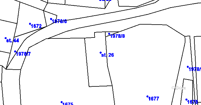 Parcela st. 26 v KÚ Malče, Katastrální mapa
