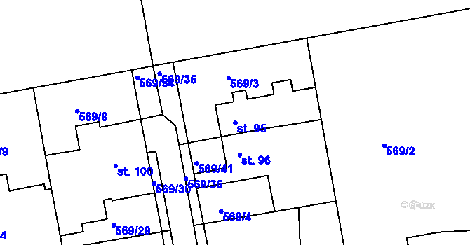 Parcela st. 95 v KÚ Běstovice, Katastrální mapa