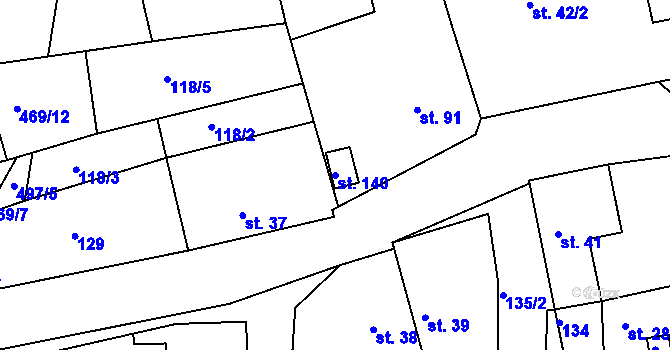 Parcela st. 140 v KÚ Běstovice, Katastrální mapa