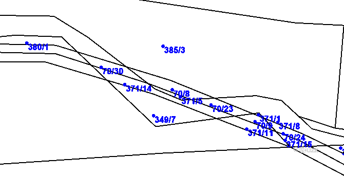 Parcela st. 70/8 v KÚ Běstovice, Katastrální mapa