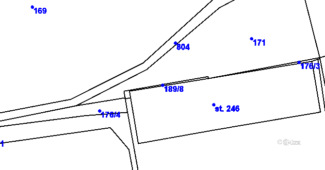 Parcela st. 189/8 v KÚ Běstovice, Katastrální mapa