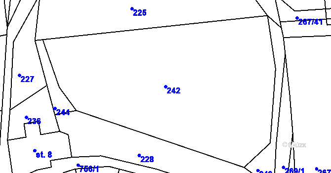 Parcela st. 242 v KÚ Běstovice, Katastrální mapa