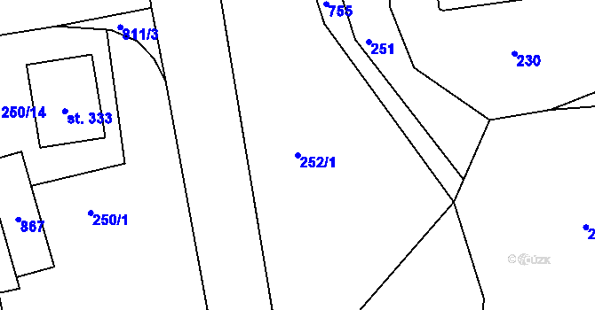 Parcela st. 252/1 v KÚ Běstovice, Katastrální mapa