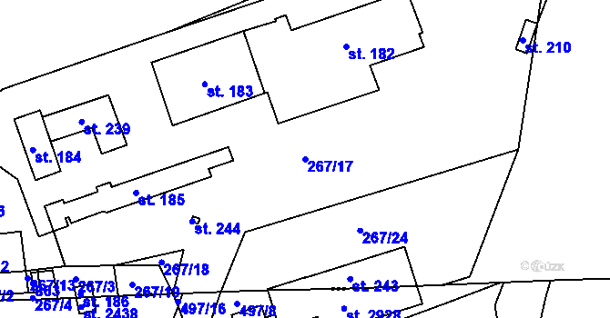 Parcela st. 267/17 v KÚ Běstovice, Katastrální mapa