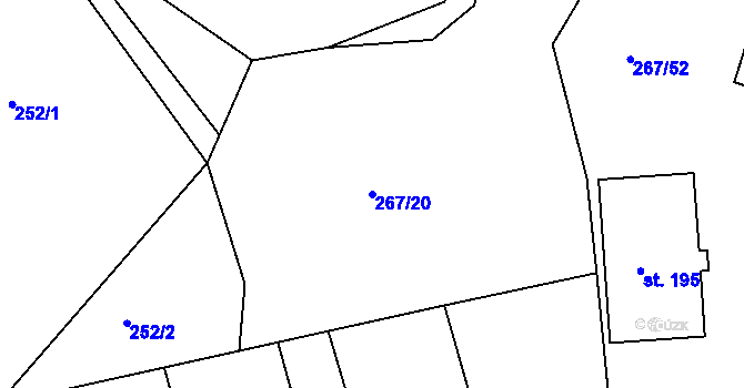 Parcela st. 267/20 v KÚ Běstovice, Katastrální mapa