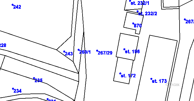 Parcela st. 267/29 v KÚ Běstovice, Katastrální mapa