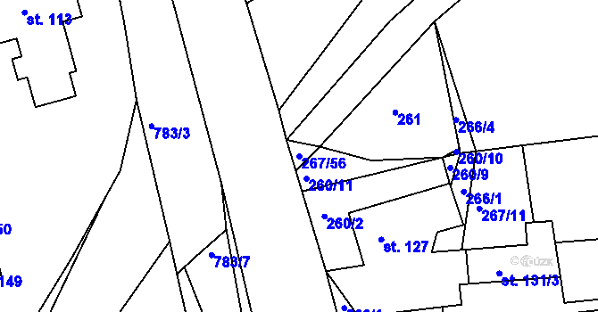 Parcela st. 267/56 v KÚ Běstovice, Katastrální mapa