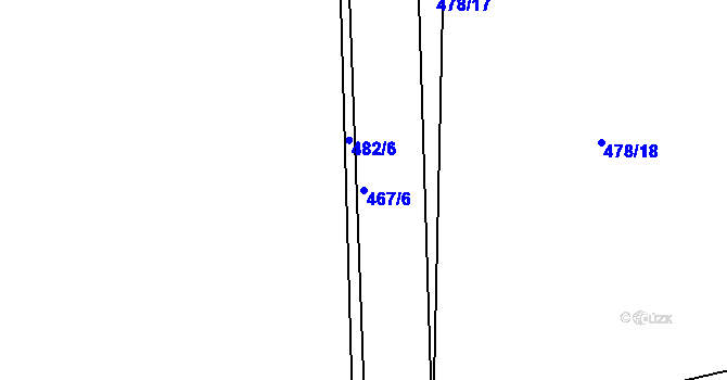 Parcela st. 467/6 v KÚ Běstovice, Katastrální mapa