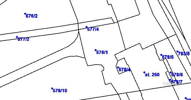 Parcela st. 578/1 v KÚ Běstovice, Katastrální mapa