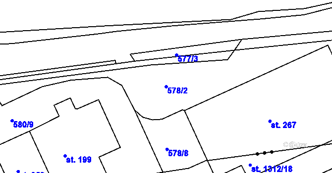 Parcela st. 578/2 v KÚ Běstovice, Katastrální mapa