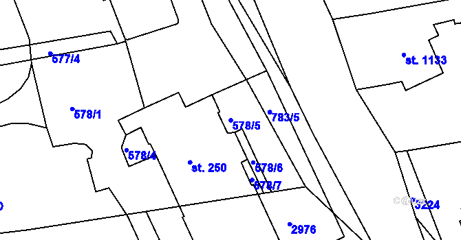 Parcela st. 578/5 v KÚ Běstovice, Katastrální mapa