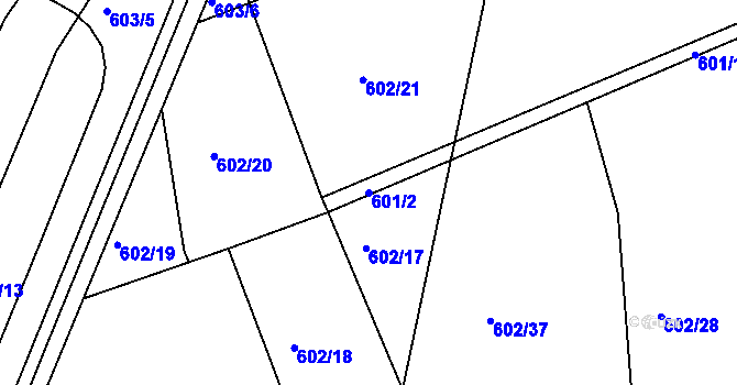 Parcela st. 601/2 v KÚ Běstovice, Katastrální mapa