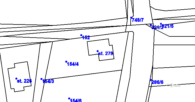 Parcela st. 279 v KÚ Běstovice, Katastrální mapa