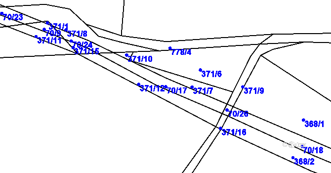 Parcela st. 70/17 v KÚ Běstovice, Katastrální mapa