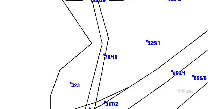 Parcela st. 70/19 v KÚ Běstovice, Katastrální mapa