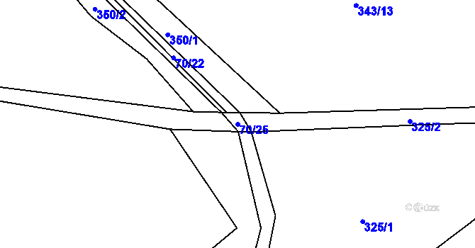 Parcela st. 70/25 v KÚ Běstovice, Katastrální mapa