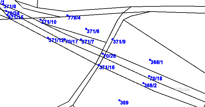 Parcela st. 70/26 v KÚ Běstovice, Katastrální mapa