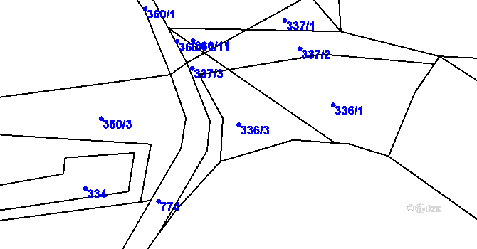 Parcela st. 336/3 v KÚ Běstovice, Katastrální mapa