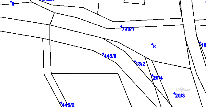 Parcela st. 445/8 v KÚ Běstovice, Katastrální mapa