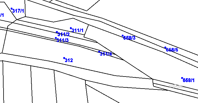 Parcela st. 311/4 v KÚ Běstovice, Katastrální mapa