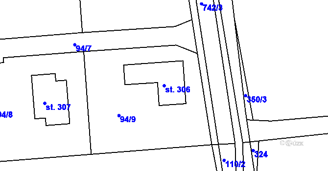 Parcela st. 306 v KÚ Běstovice, Katastrální mapa