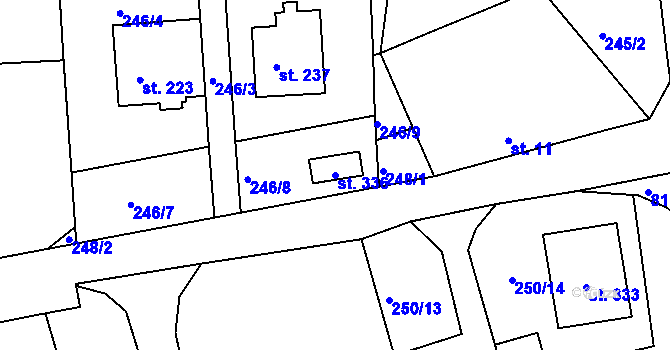 Parcela st. 336 v KÚ Běstovice, Katastrální mapa