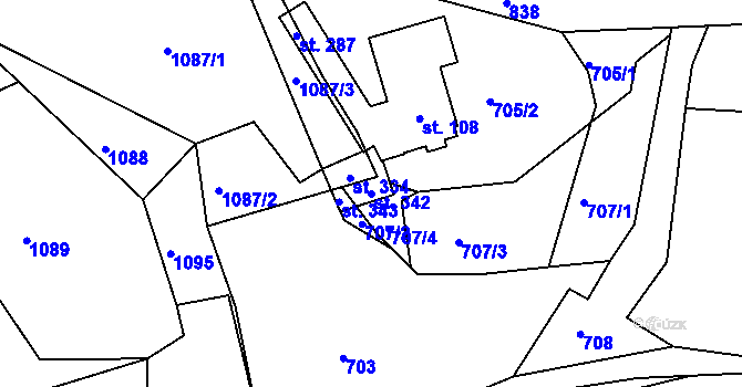 Parcela st. 342 v KÚ Běstovice, Katastrální mapa