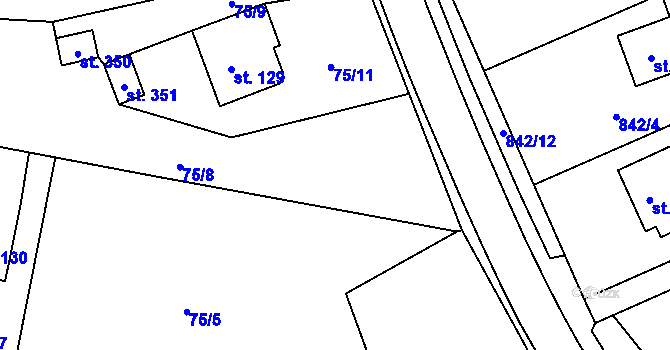 Parcela st. 75/10 v KÚ Běstvina, Katastrální mapa