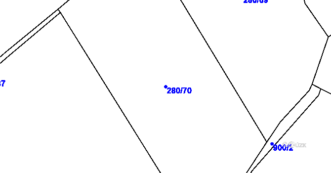 Parcela st. 280/70 v KÚ Běstvina, Katastrální mapa