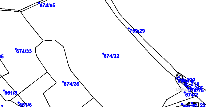 Parcela st. 674/32 v KÚ Běstvina, Katastrální mapa