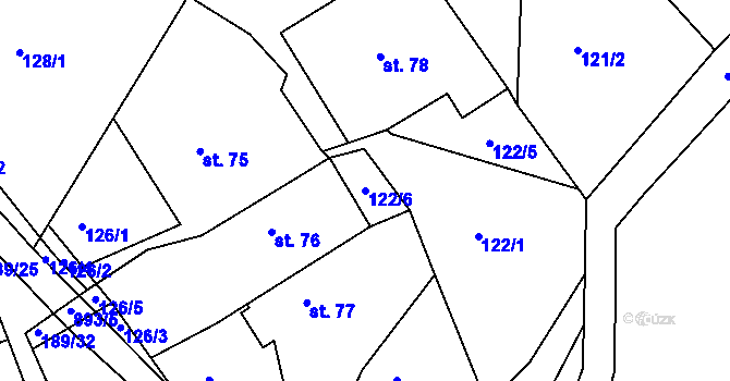 Parcela st. 122/6 v KÚ Běstvina, Katastrální mapa