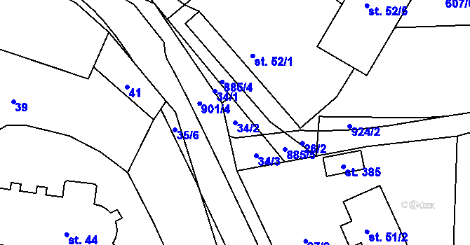 Parcela st. 34/2 v KÚ Běstvina, Katastrální mapa