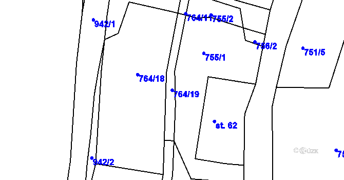 Parcela st. 764/19 v KÚ Běstvina, Katastrální mapa