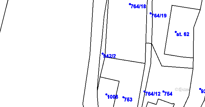 Parcela st. 942/2 v KÚ Běstvina, Katastrální mapa
