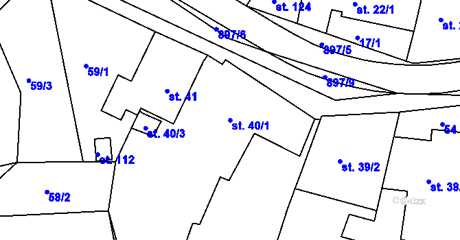 Parcela st. 40/1 v KÚ Běstvina, Katastrální mapa
