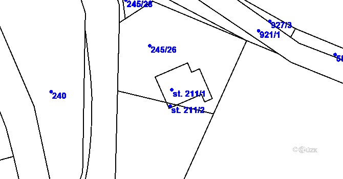 Parcela st. 211/1 v KÚ Běstvina, Katastrální mapa