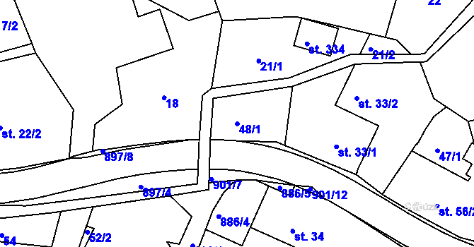 Parcela st. 48/1 v KÚ Běstvina, Katastrální mapa