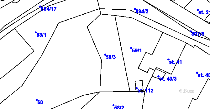 Parcela st. 59/3 v KÚ Běstvina, Katastrální mapa