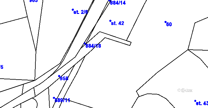 Parcela st. 63/2 v KÚ Běstvina, Katastrální mapa