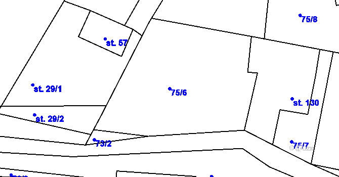 Parcela st. 75/6 v KÚ Běstvina, Katastrální mapa