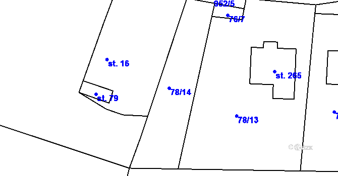 Parcela st. 78/14 v KÚ Běstvina, Katastrální mapa