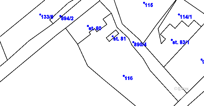 Parcela st. 117 v KÚ Běstvina, Katastrální mapa