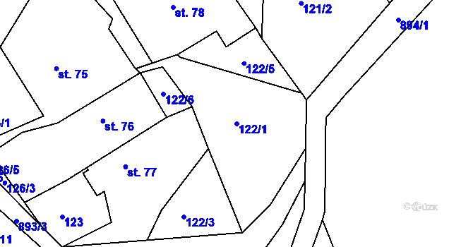Parcela st. 122/1 v KÚ Běstvina, Katastrální mapa