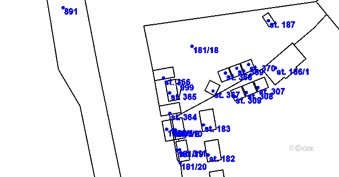 Parcela st. 181/5 v KÚ Běstvina, Katastrální mapa