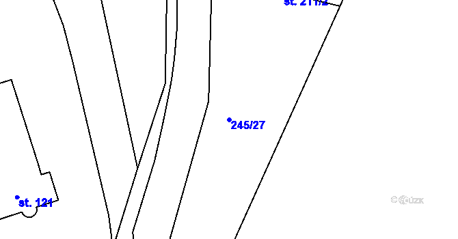 Parcela st. 245/27 v KÚ Běstvina, Katastrální mapa