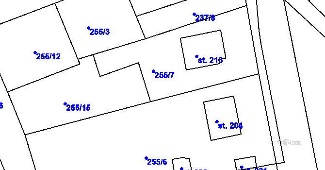 Parcela st. 255/4 v KÚ Běstvina, Katastrální mapa